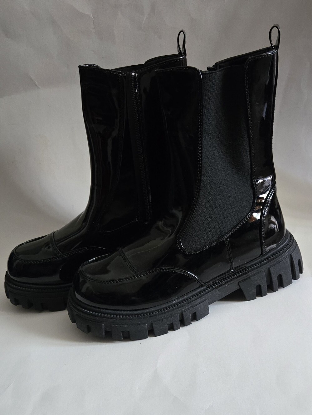 Black Patent Leather Boots